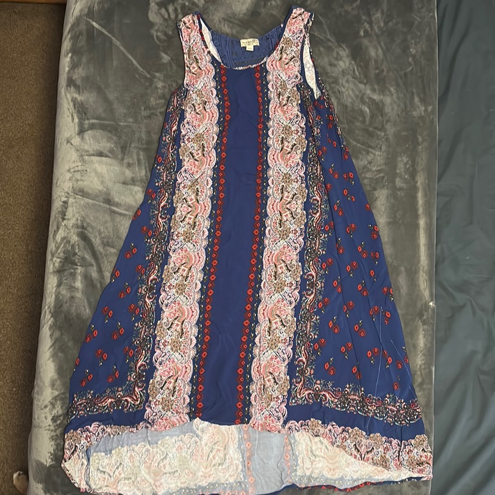 One World, blue paisley sundress, size XL